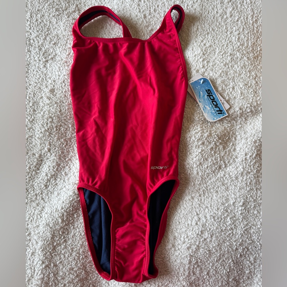 NWT Sporti Red X-back One-Piece Swimsuit - Size 28 youth
